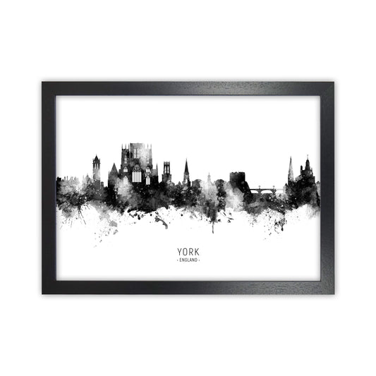York England Skyline Black White City Name  by Michael Tompsett Black Grain