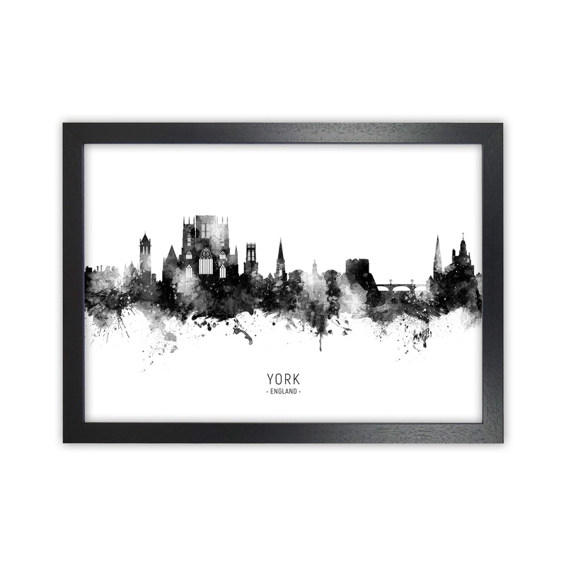 York England Skyline Black White City Name  by Michael Tompsett Black Grain