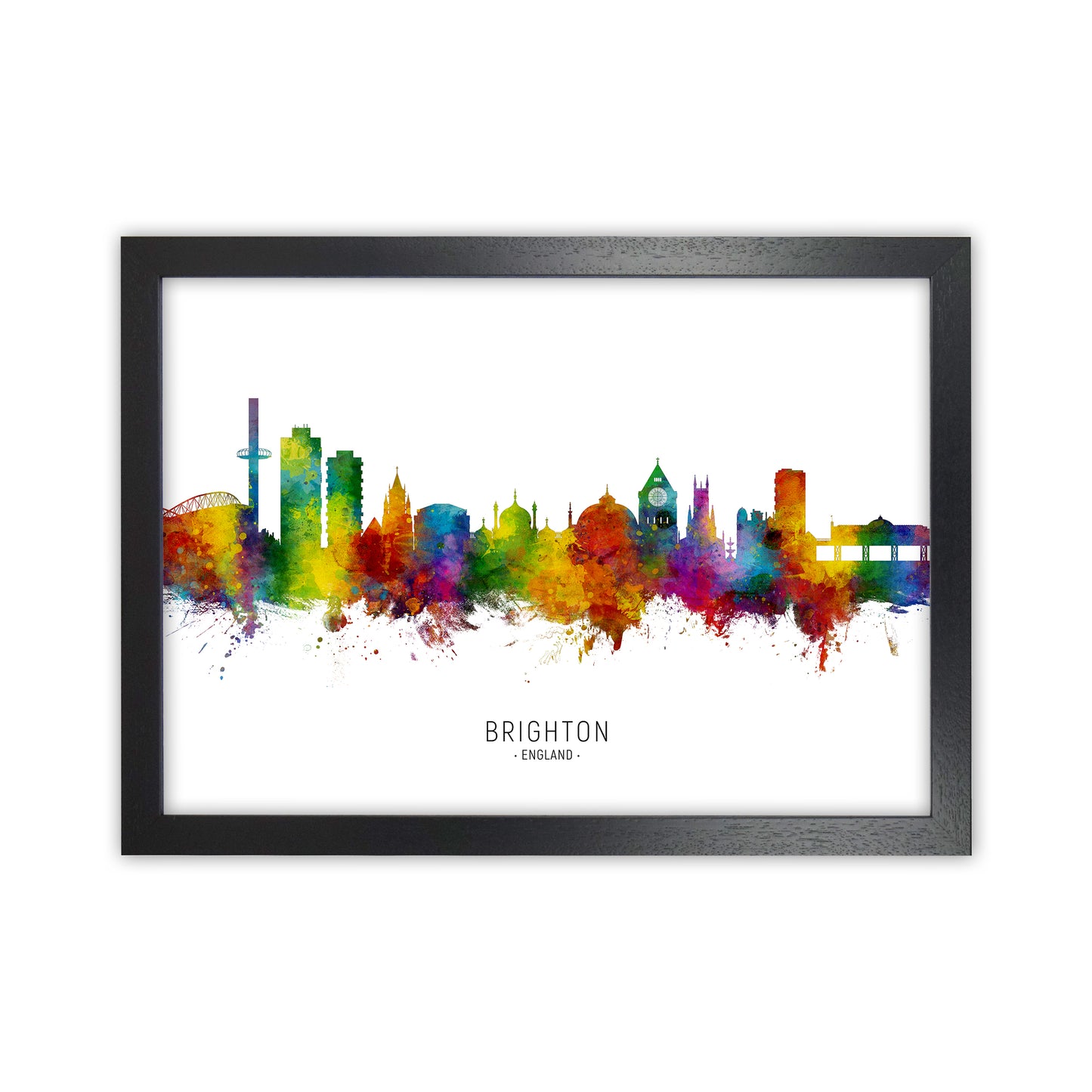 Brighton England Skyline Art Print by Michael Tompsett Black Grain