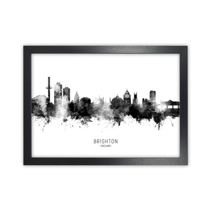 Brighton England Skyline Black White City Name  by Michael Tompsett Black Grain