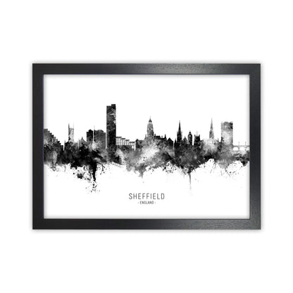 Sheffield England Skyline Black White City Name  by Michael Tompsett Black Grain