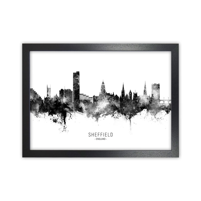 Sheffield England Skyline Black White City Name  by Michael Tompsett Black Grain