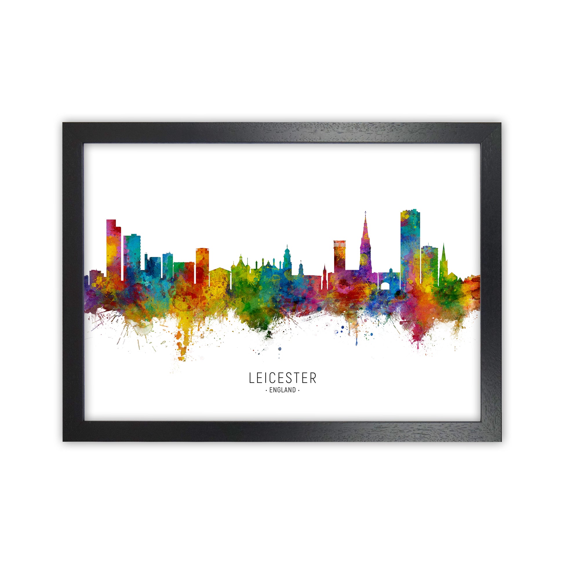 Leicester England Skyline Art Print by Michael Tompsett Black Grain