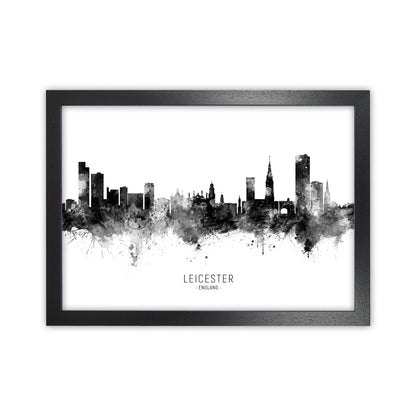 Leicester England Skyline Black White City Name  by Michael Tompsett Black Grain