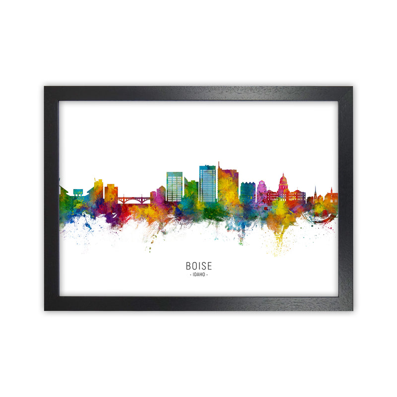 Boise Idaho Skyline Art Print by Michael Tompsett Black Grain