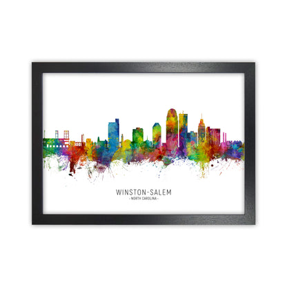 Winston-Salem North Carolina Skyline  by Michael Tompsett Black Grain