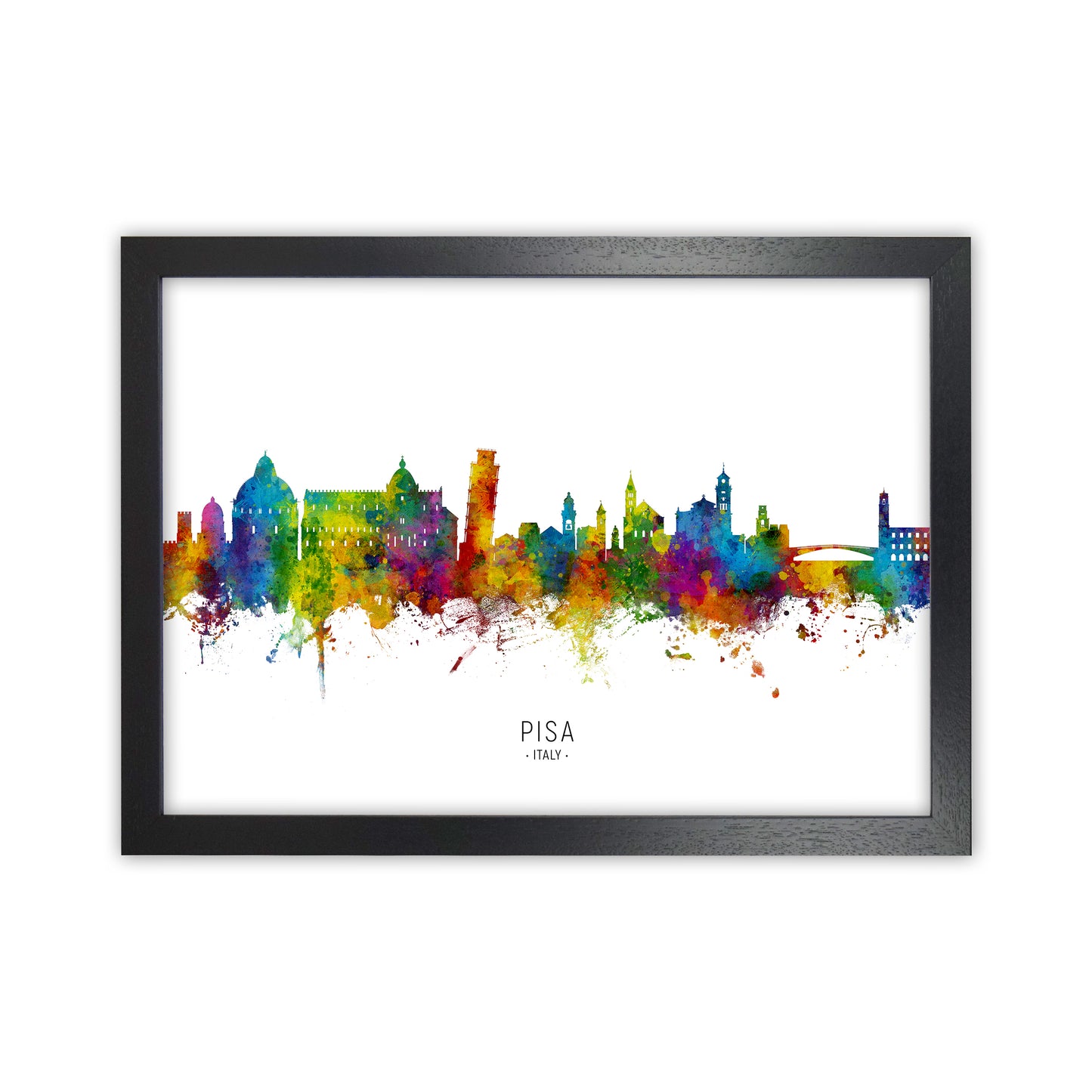 Pisa Italy Skyline Art Print by Michael Tompsett Black Grain