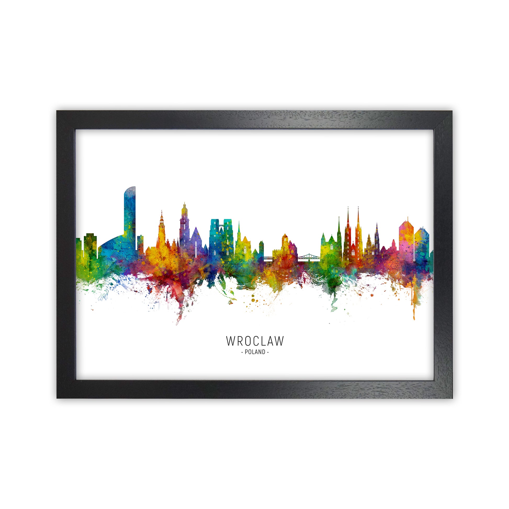 Wroclaw Poland Skyline Art Print by Michael Tompsett Black Grain