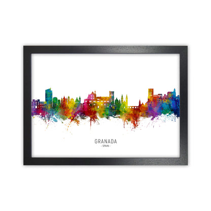 Granada Spain Skyline Art Print by Michael Tompsett Black Grain