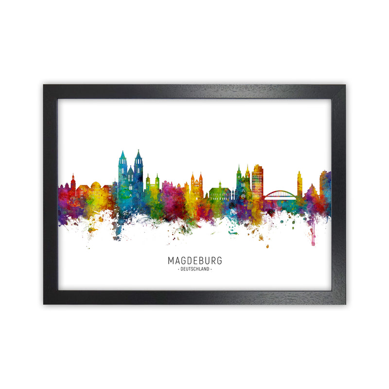 Magdeburg Deutschland Skyline Art Print by Michael Tompsett Black Grain