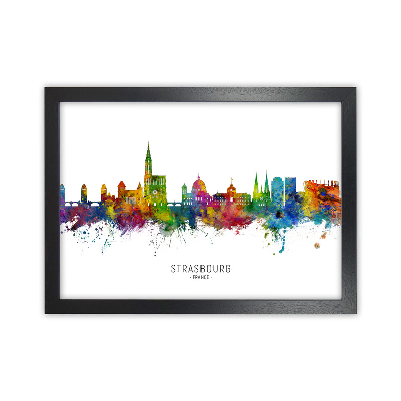 Strasbourg France Skyline Art Print by Michael Tompsett Black Grain