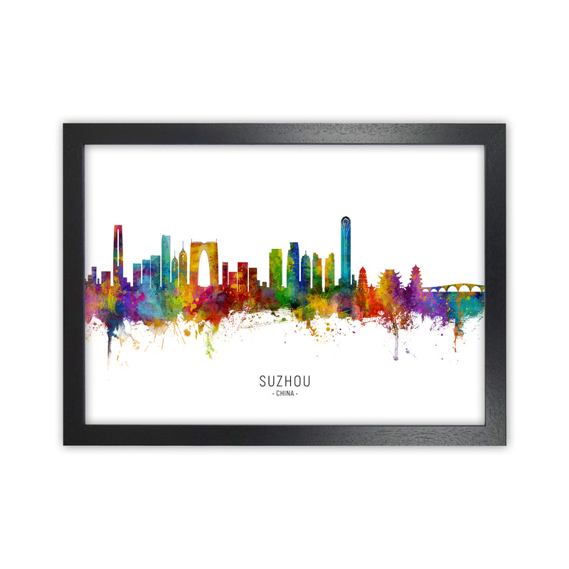 Suzhou China Skyline Art Print by Michael Tompsett Black Grain