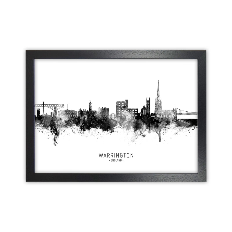 Warrington England Skyline Black White City Name  by Michael Tompsett Black Grain