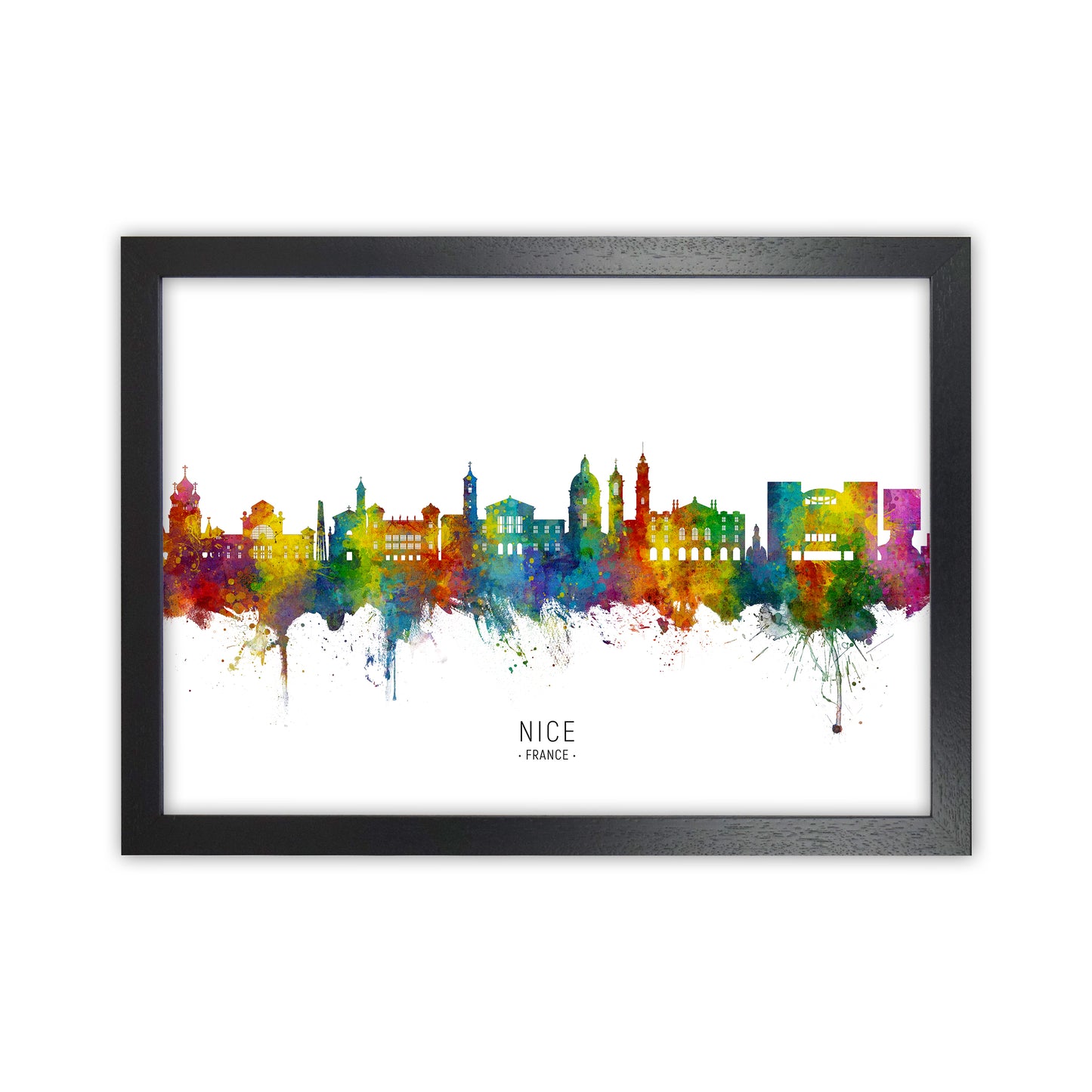 Nice France Skyline Art Print by Michael Tompsett Black Grain