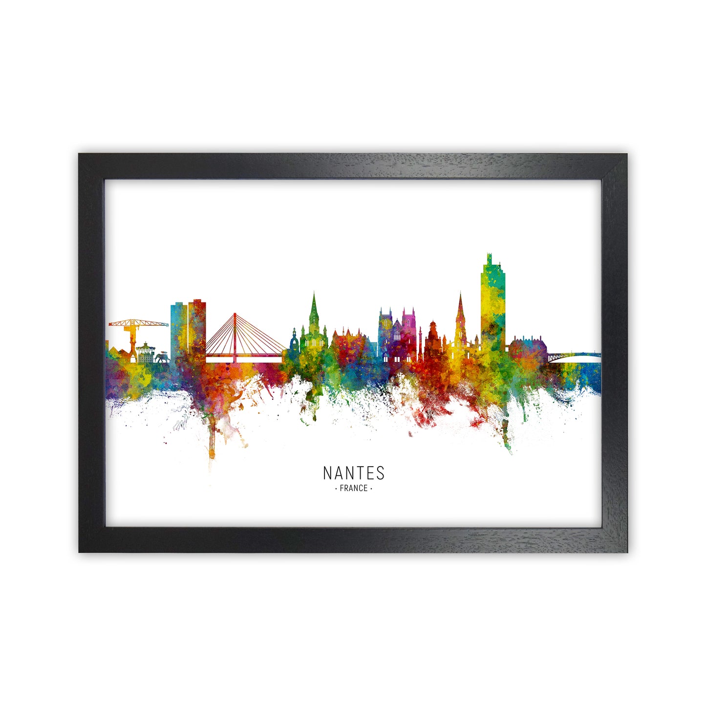Nantes France Skyline Art Print by Michael Tompsett Black Grain