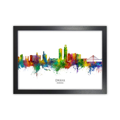 Omaha Nebraska Skyline Art Print by Michael Tompsett Black Grain