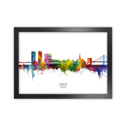 Umea Sweden Skyline Art Print by Michael Tompsett Black Grain