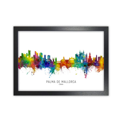 Palma De Mallorca Spain Skyline Art Print by Michael Tompsett Black Grain