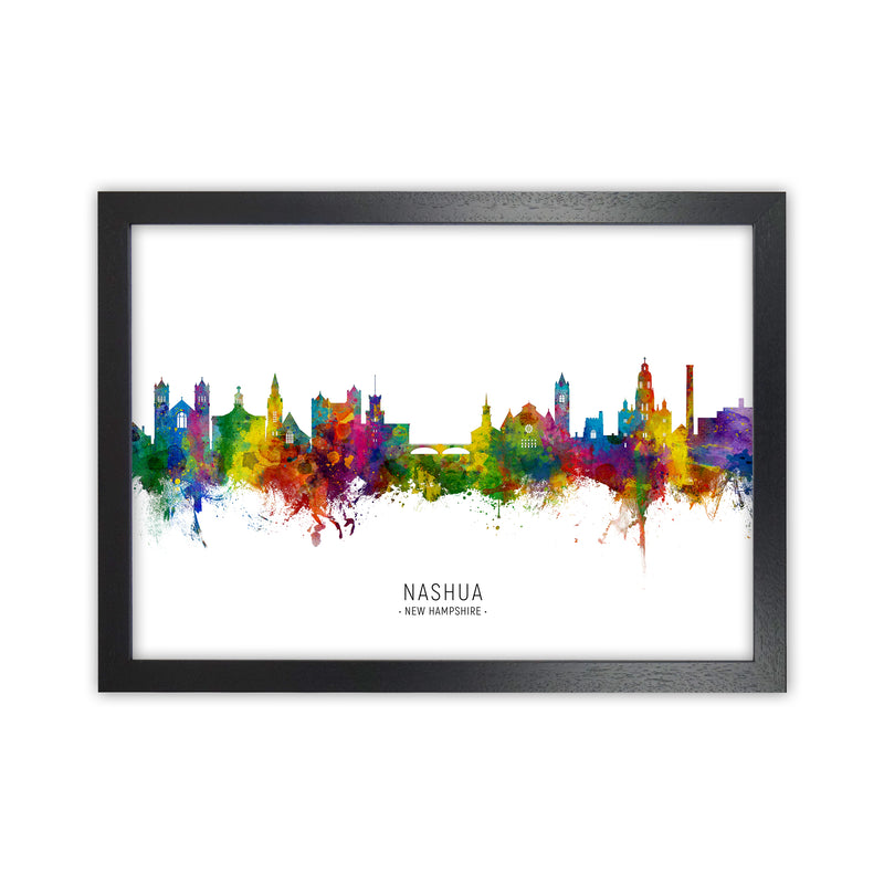 Nashua New Hampshire Skyline Art Print by Michael Tompsett Black Grain