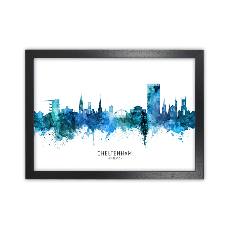 Cheltenham England Skyline Blue City Name  by Michael Tompsett Black Grain