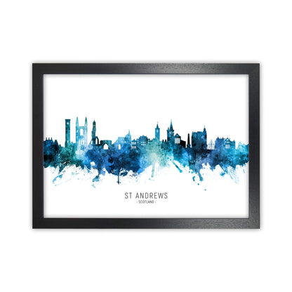 St Andrews Scotland Skyline Blue City Name  by Michael Tompsett Black Grain