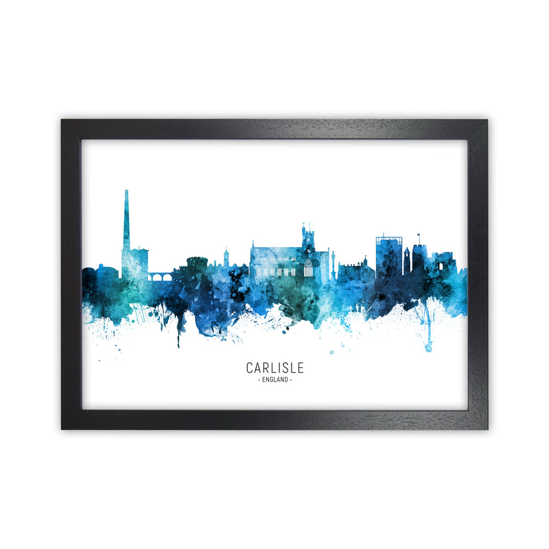 Carlisle England Skyline Blue City Name  by Michael Tompsett Black Grain