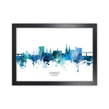 Dundee Scotland Skyline Blue City Name  by Michael Tompsett Black Grain