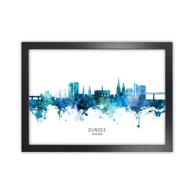 Dundee Scotland Skyline Blue City Name  by Michael Tompsett Black Grain