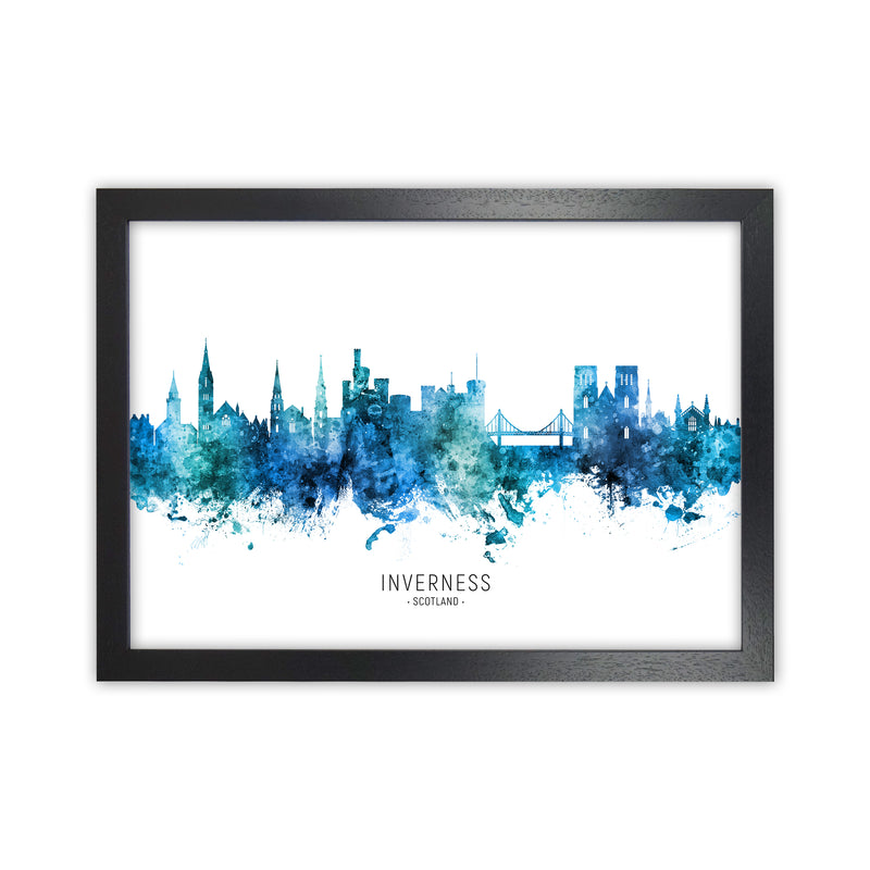 Inverness Scotland Skyline Blue City Name  by Michael Tompsett Black Grain