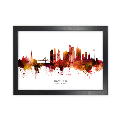 Frankfurt Deutschland Skyline Red City Name  by Michael Tompsett Black Grain