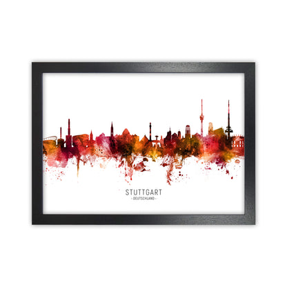 Stuttgart Deutschland Skyline Red City Name  by Michael Tompsett Black Grain