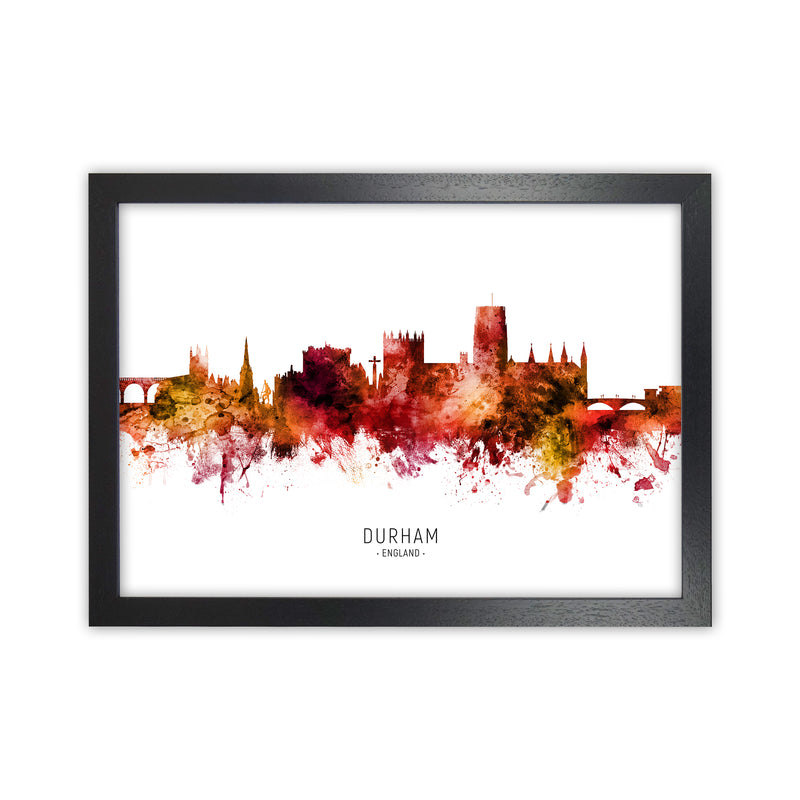 Durham England Skyline Red City Name  by Michael Tompsett Black Grain