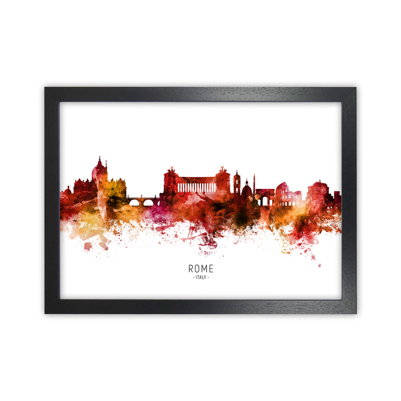 Rome Italy Skyline Red City Name Print by Michael Tompsett Black Grain
