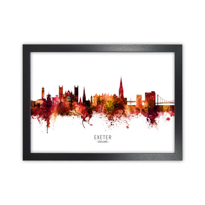 Exeter England Skyline Red City Name  by Michael Tompsett Black Grain