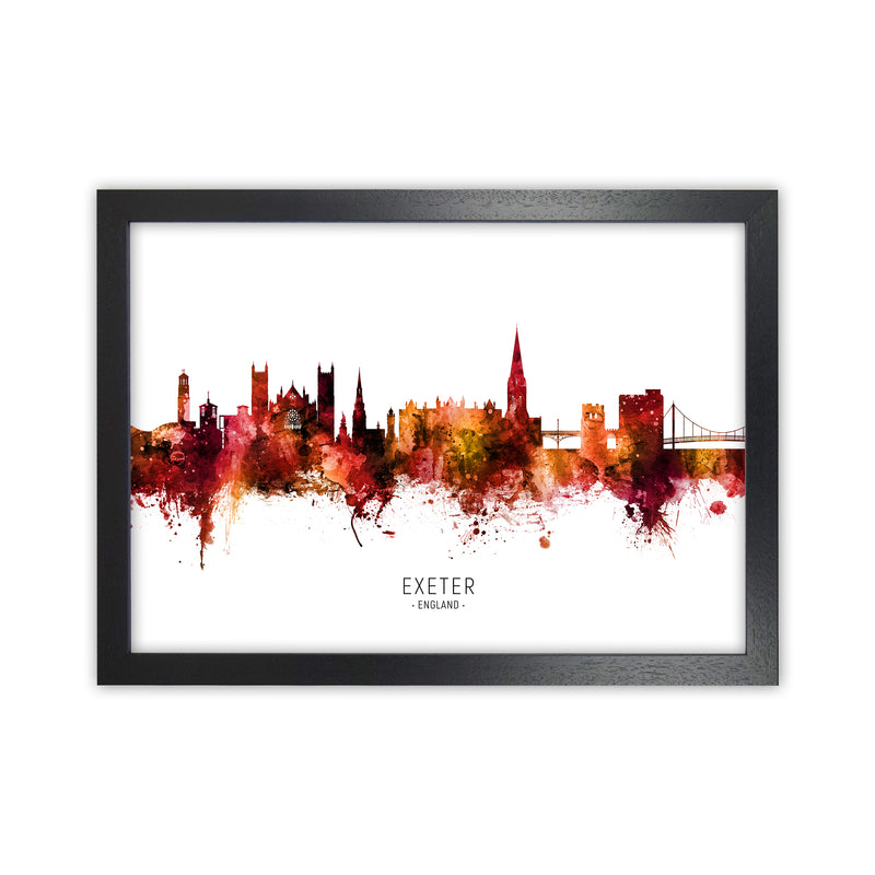 Exeter England Skyline Red City Name  by Michael Tompsett Black Grain