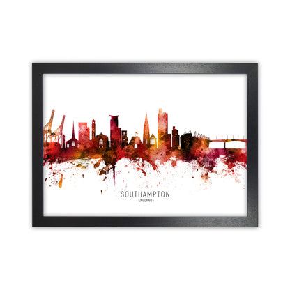 Southampton England Skyline Red City Name  by Michael Tompsett Black Grain