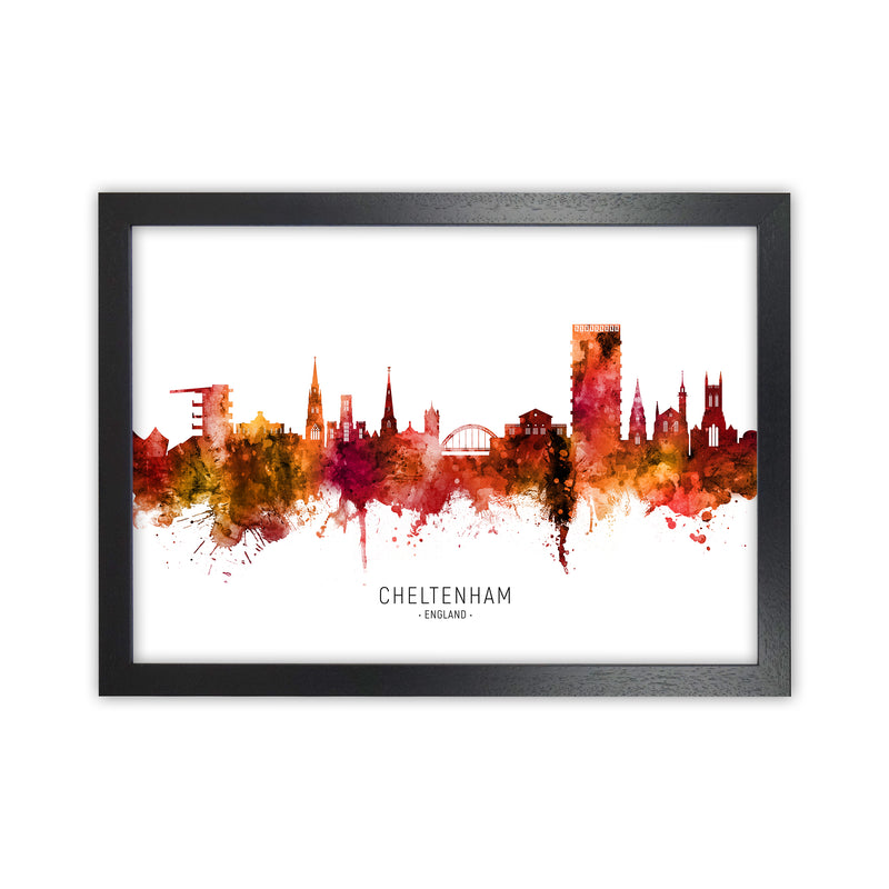 Cheltenham England Skyline Red City Name  by Michael Tompsett Black Grain