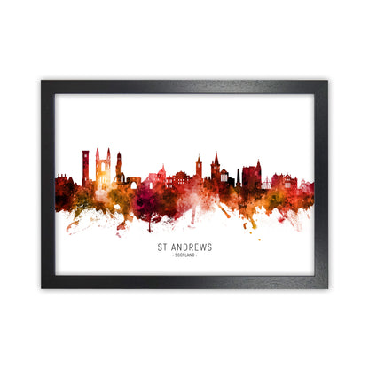St Andrews Scotland Skyline Red City Name  by Michael Tompsett Black Grain