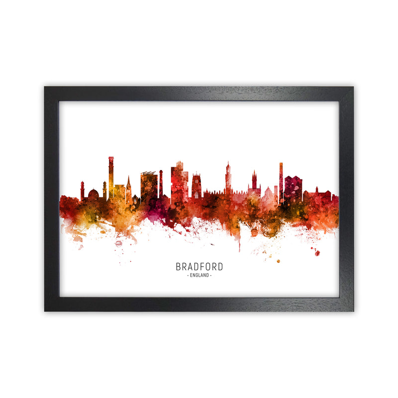 Bradford England Skyline Red City Name  by Michael Tompsett Black Grain