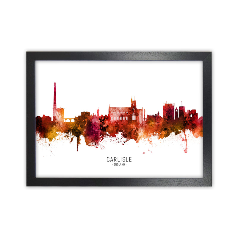 Carlisle England Skyline Red City Name  by Michael Tompsett Black Grain