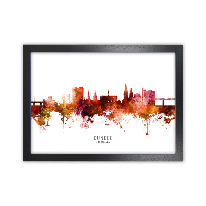 Dundee Scotland Skyline Red City Name  by Michael Tompsett Black Grain