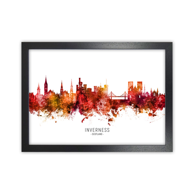 Inverness Scotland Skyline Red City Name  by Michael Tompsett Black Grain