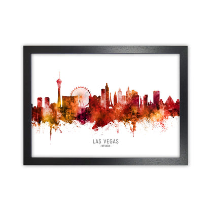 Las Vegas Nevada Skyline Red City Name  by Michael Tompsett Black Grain