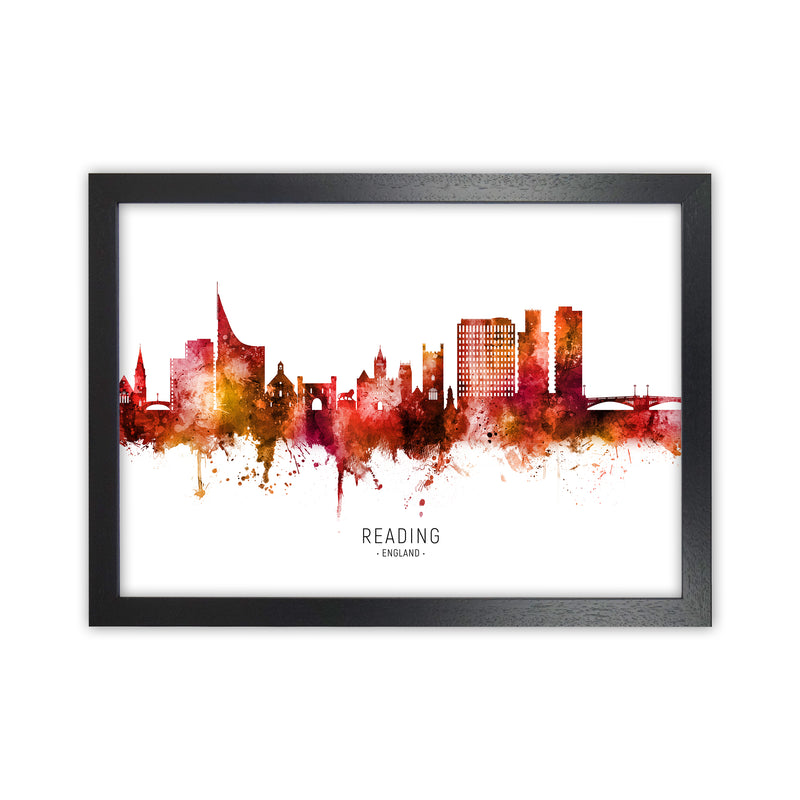 Reading England Skyline Red City Name  by Michael Tompsett Black Grain