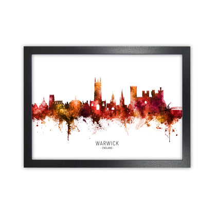 Warwick England Skyline Red City Name  by Michael Tompsett Black Grain