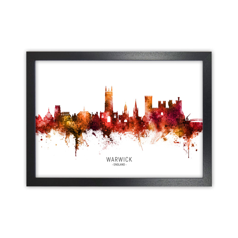 Warwick England Skyline Red City Name  by Michael Tompsett Black Grain