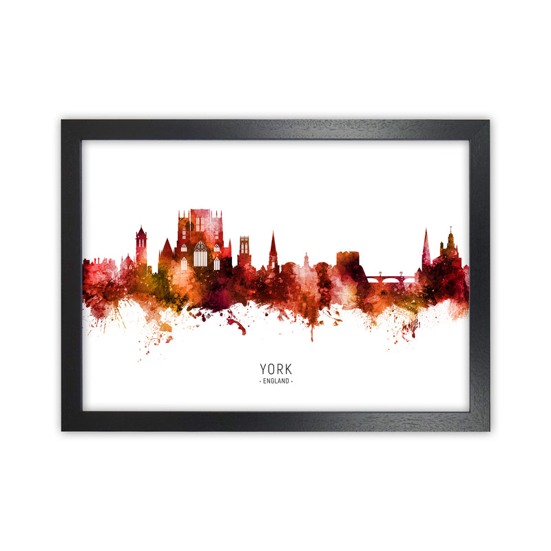 York England Skyline Red City Name Print by Michael Tompsett Black Grain