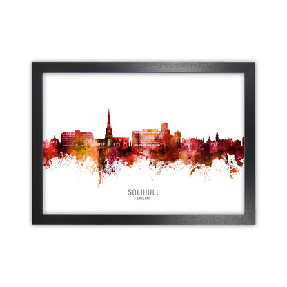 Solihull England Skyline Red City Name  by Michael Tompsett Black Grain