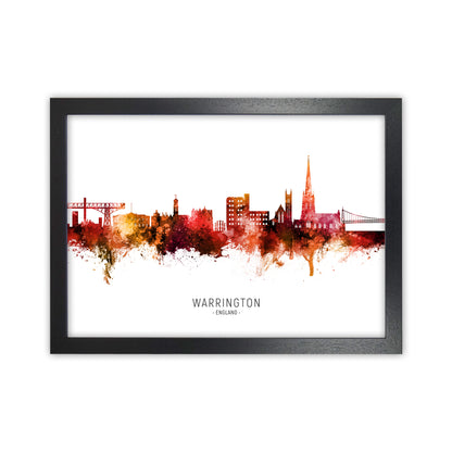 Warrington England Skyline Red City Name  by Michael Tompsett Black Grain
