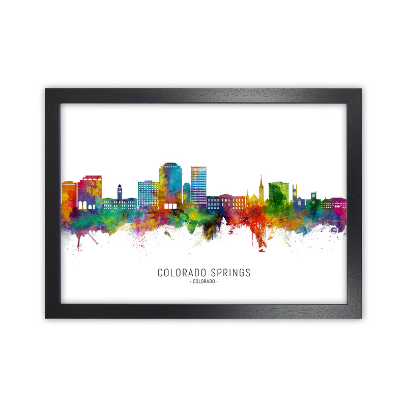 Colorado Springs Colorado Skyline Print by Michael Tompsett Black Grain